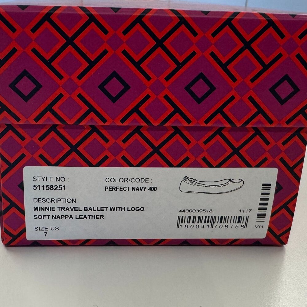 Tory Burch - Minnie Travel Ballet Flat in Navy Blue Leather, size 7 - Picture 8 of 8